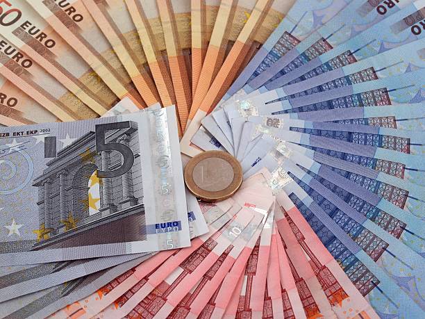 Circle of Euros stock photo