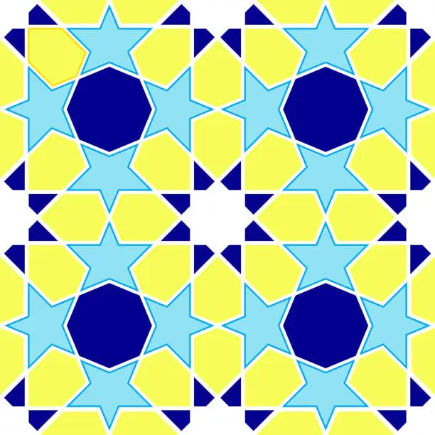 Vector illustration of Islamic Seamless Pattern, Abstract Background. Vector Tile , Lisbon Arabic Geometrical Mosaic, Mediterranean Seamless Ornament.