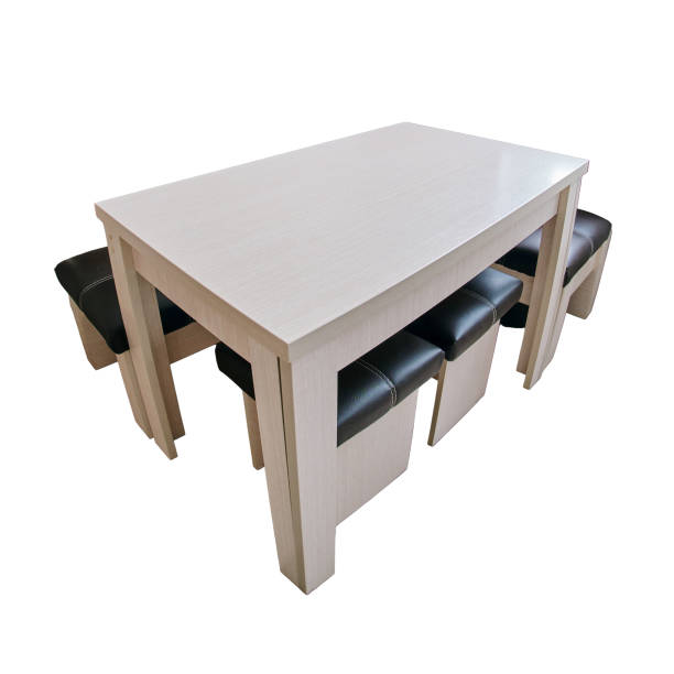istock Kitchen corner with a table with a sofa and stools, fisheye, isolated on a white background 1470281124