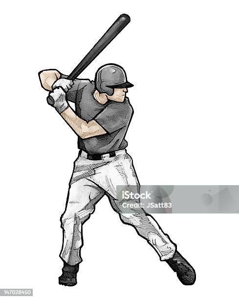 Бейсболист Ватин Растровые Иллюстрации — стоковые фотографии и другие картинки Бейсбол - Бейсбол, Бейсбольный мяч, Атлет