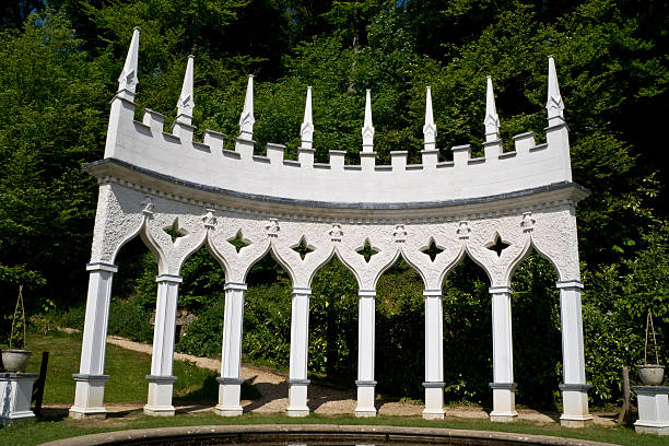 The Exedra in Painswick Rococo Garden, Gloucestershire, England, UK