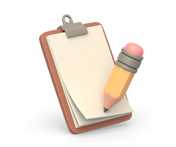 istock Realistic 3d icon of clipboard notepad with blank page and pencil 1470286447