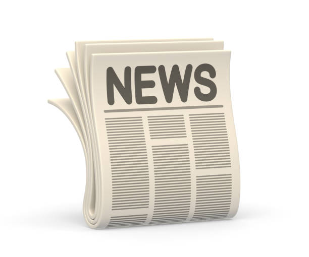 Newspaper and tablet pc on a white background. Blank space for news page template. 3D rendering