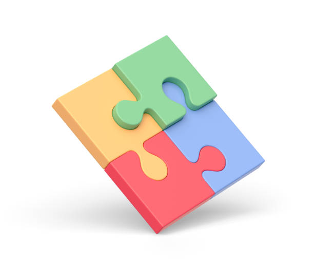 istock Realistic 3d icon of colorful puzzle pieces 1470286954