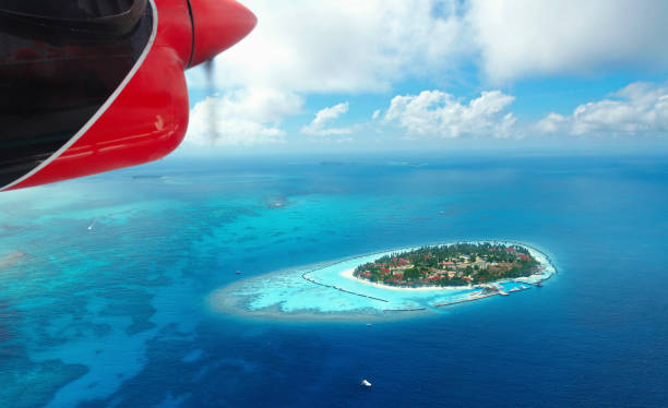 istock The Maldives island seen from the airplane 1470287353