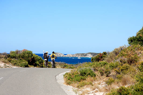 Mother and adult son riding bikes Mother and her adult Son riding their bikes (Western Australia, Perth, Rottnest Island) rottnest island photos stock pictures, royalty-free photos & images