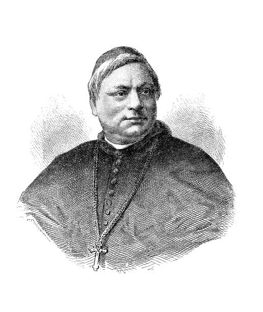 Engraving portrait of  Luigi Jacobini Engraving portrait of  Luigi Jacobini (1832 - 1887), Italian cardinal of Roman Catholic church prelate stock illustrations