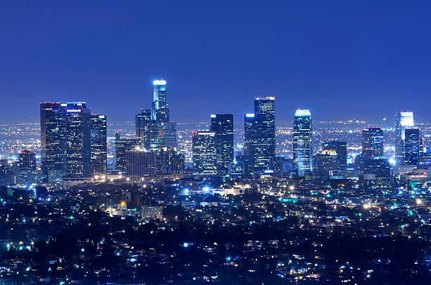 istock Los Angeles city skyline at night 147029233