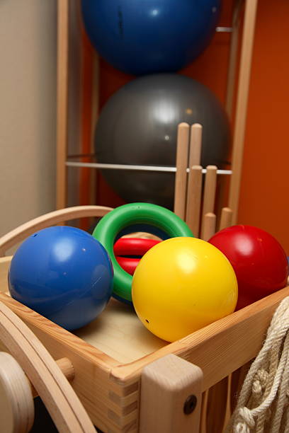 istock Colorful gymnastics appliances 147029246