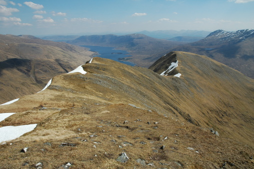 View from the top of Aonach Meadhoin Nortern part of Glen Shiel, Scotland.