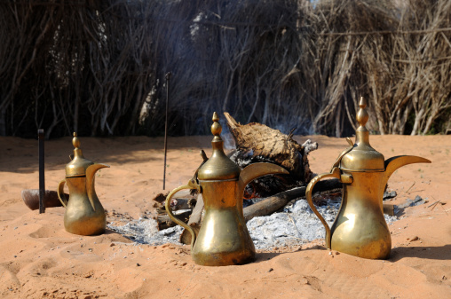 Fireplace and Arabic Coffee Pots in Abu Dhabi, United Arab Emirates