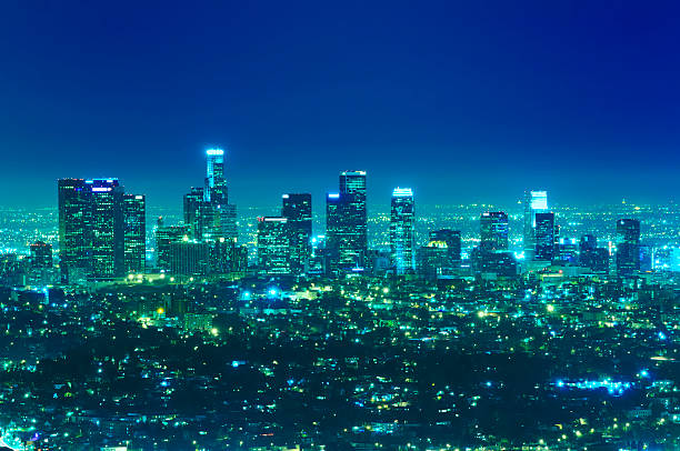 istock Los Angeles city skyline at night 147029407