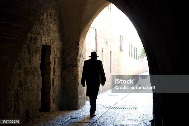 Rabbi Commute In Jerusalem Stock Photo - Download Image Now - Rabbi, Back, Rear View