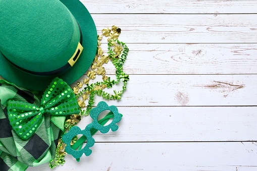 Decorations flat lay background for a st Patrick’s Day
