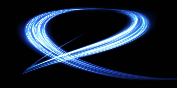 istock Abstract light lines of movement and speed with blue color and sparkles. Light everyday glowing effect. semicircular wave, light trail curve swirl, optical fiber incandescent 1470300470