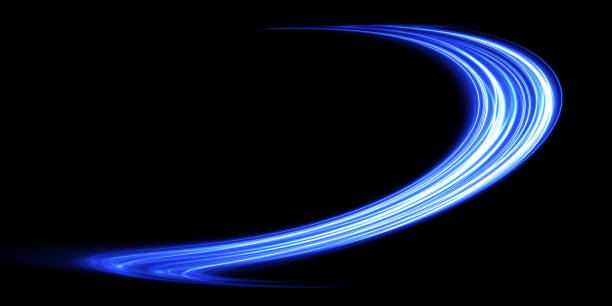 istock Abstract light lines of movement and speed with blue color and sparkles. Light everyday glowing effect. semicircular wave, light trail curve swirl, optical fiber incandescent 1470300647