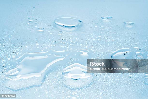 Blue Water Drops Background Stock Photo - Download Image Now - Blue, Cold Drink, Cold Temperature