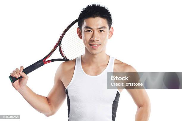 Bello Maschio Giocatore Di Tennis Isolato In Bianco - Fotografie stock e altre immagini di 20-24 anni