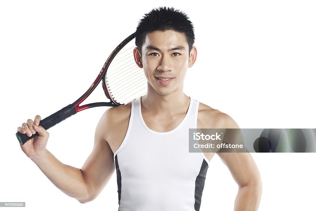 Bonito macho isolado no branco Jogador de ténis - Royalty-free 20-24 Anos Foto de stock