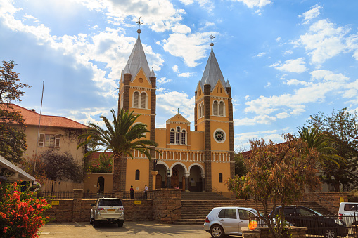 Windhoek, Namibia - 10 October 2018: Catholic Saint Mary Church, Cathedral in the capital city.