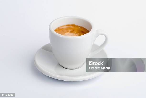 White Cup Of Espresso On Saucer Stock Photo - Download Image Now - Black Coffee, Breakfast, Cappuccino