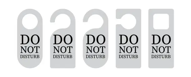 Vector illustration of Empty label Hotel room door hanger. Do not disturb label. Isolated on white background. Vector illustration