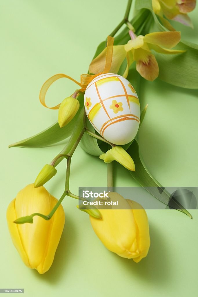 Uovo di Pasqua dipinta a mano - Foto stock royalty-free di Bianco