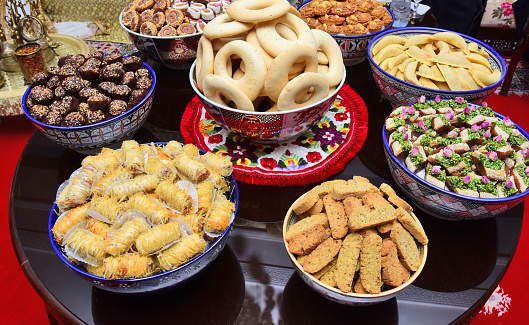 Moroccan biscuits served with tea offered at the wedding and Eid al-Fitr. morocco cookies