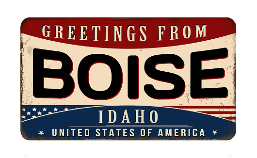 Greetings from Boise vintage rusty metal sign on a white background, vector illustration