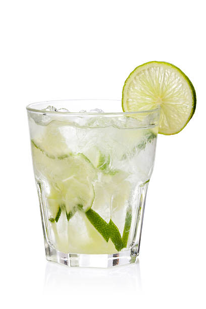istock Ice fresh lemonade glass on a white background 147031755