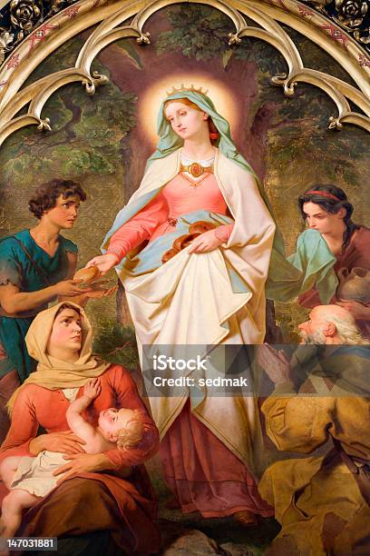 Paint Of St Elizabeth From Vienna Church Stock Photo - Download Image Now - Religious Saint, Charity and Relief Work, Adult