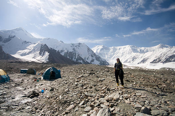 base camp on the south Inylchek glacier in Kirgistan