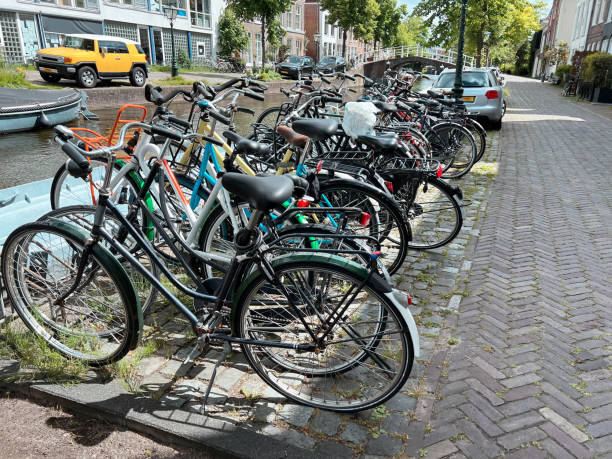 istock Parking with different bicycles on city street 1470322392