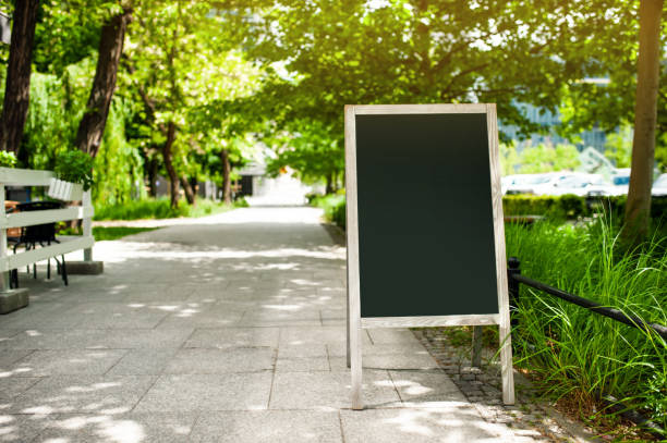 istock Blank advertising A-board outdoors. Mockup for design 1470322792