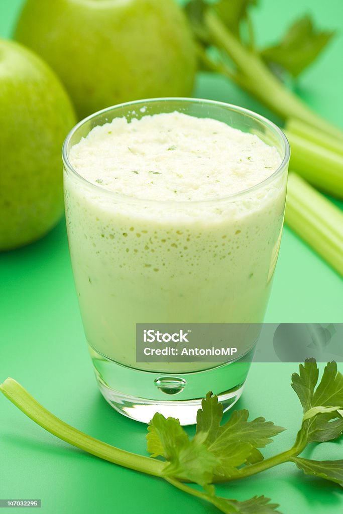 fresh fruit milk shake apple fresh fruit milk shake apple and celery Apple - Fruit Stock Photo