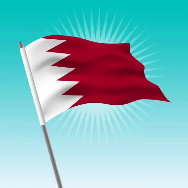 Vector illustration of Waving Bahrain flag