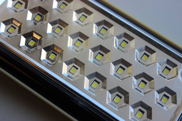 istock Pattern of LED light diodes in a rows on mirror panel for backlight closeup stock photo 1470327266