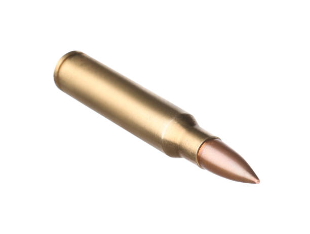 istock Rifle cartridge isolated on white. Firearm ammunition 1470330310