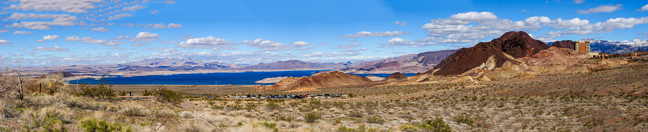 Lake mead with record low water level, shot in Feb 2023