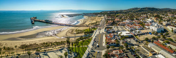 istock Santa Barbara California Beach Pier Panorama 1470332729