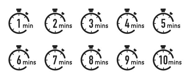 타이머, 시계, 스톱워치 고립 된 그림입니다. 조리 시간 또는 카운트다운 시간. - minute hand number 8 clock number 7 stock illustrations