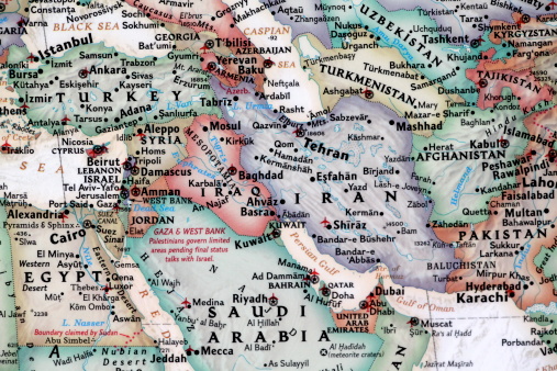 The Great Game, political map of the middle east