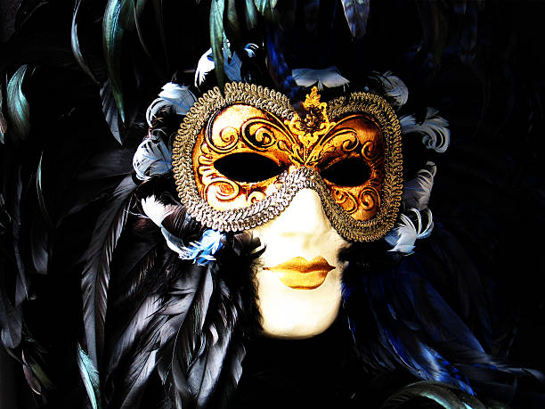istock Venetian carnival mask - gold and black 147033998