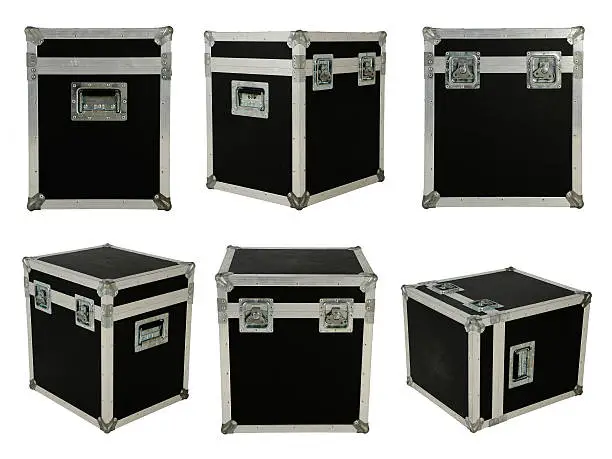 Photo of Six different black flight cases