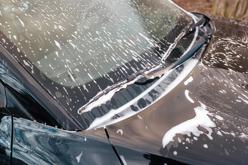 Close up of Windsheild during Car Wash