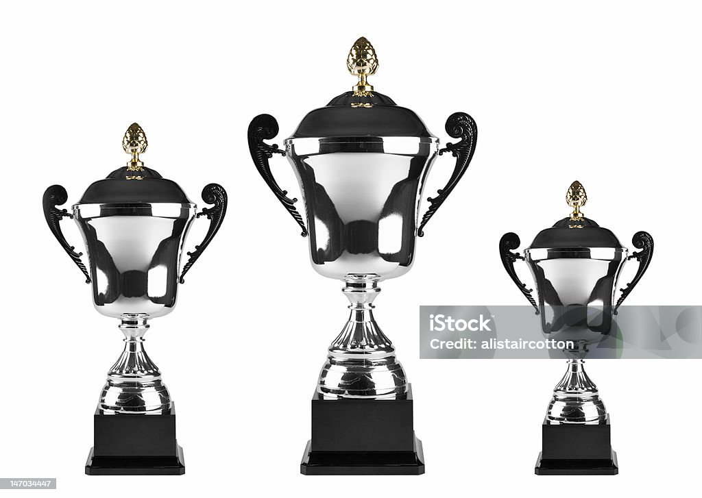 Premier, deuxième et troisième place trophies - Photo de Argent libre de droits