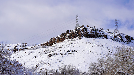 The Cliffs on North Table Mountain Covered with Snow