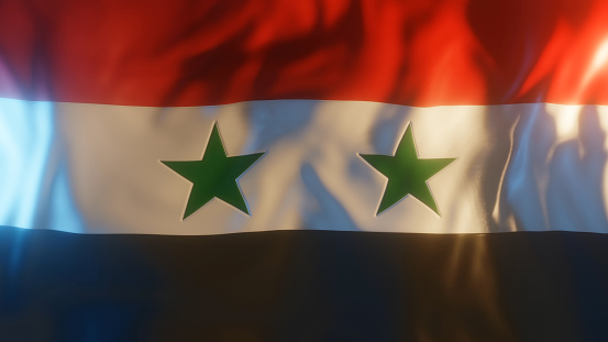 Syria Flag Frontal Close up, 3D Render