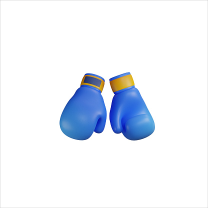 Boxing Gloves 3D render icon isolated white background.