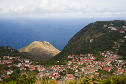 Beautiful view of the town Windward on Saba, the unspoiled Queen of the Caribbean.